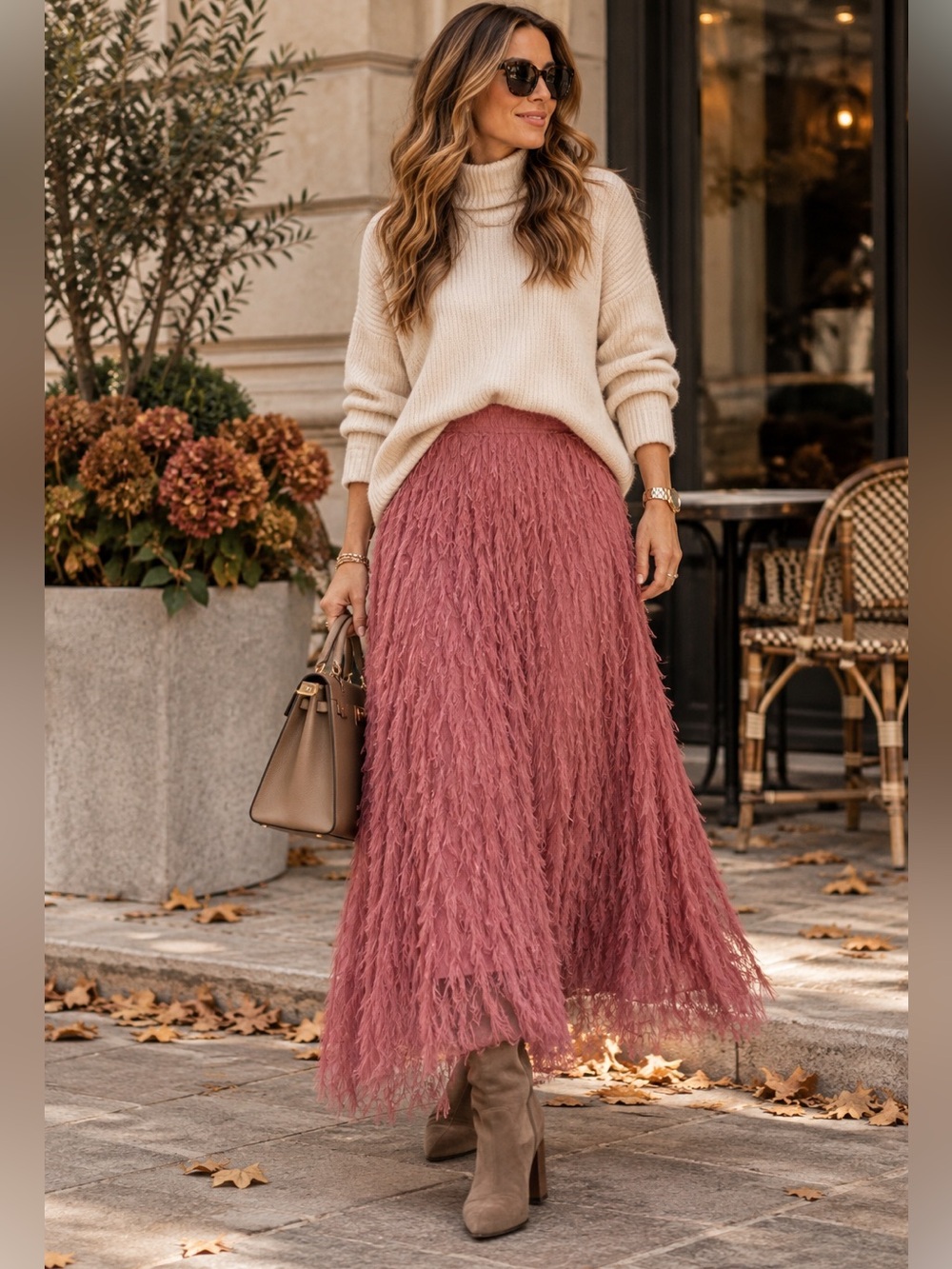 ShopEvelynne Dusty Rose Crinkled Maxi Skirt